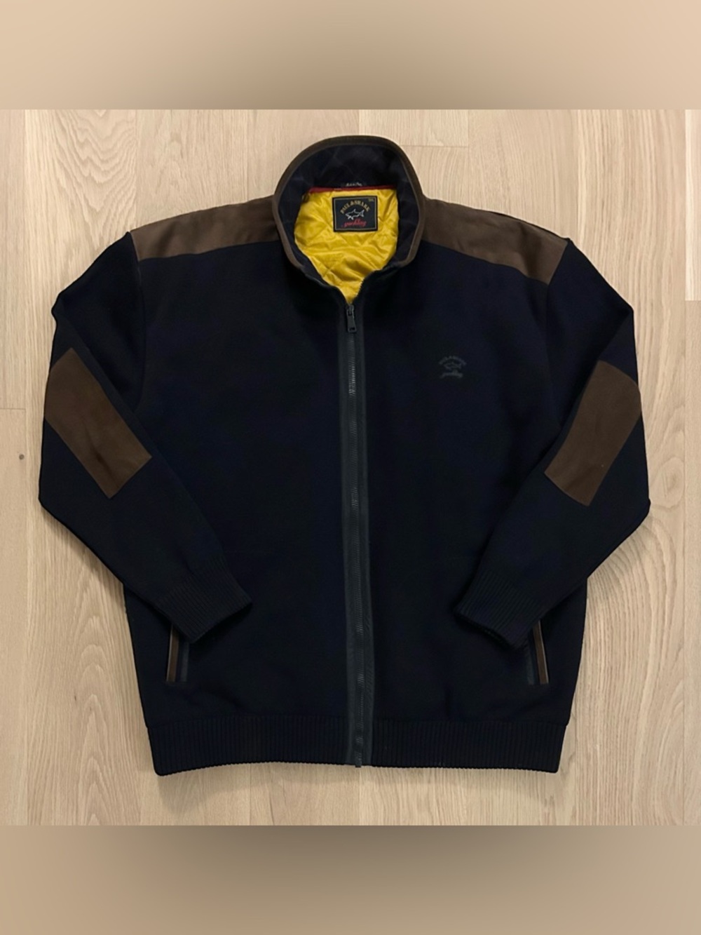 Paul & Shark Yachting Quilt Lined Leather Patched Virgin Wool Jacket